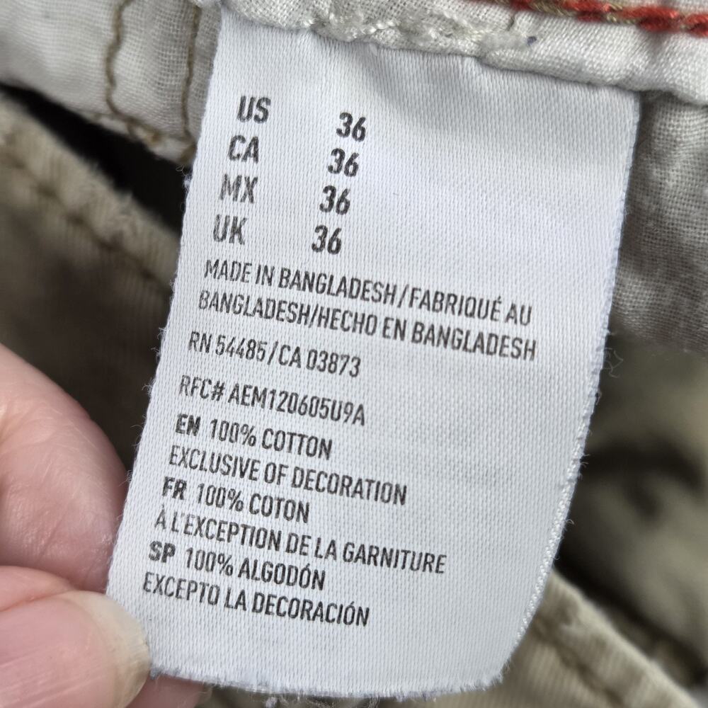 American Eagle Men's Cargo Shorts Khaki Size 36x9 Y2k Style Distressed - Picture 4 of 12